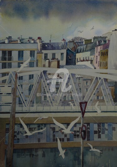 Pintura intitulada "Brest, Recouvrance…" por Claude Marchalot, Obras de arte originais, Aquarela