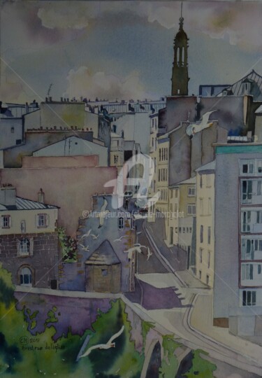 Peinture intitulée "Brest Recouvrance,…" par Claude Marchalot, Œuvre d'art originale, Aquarelle