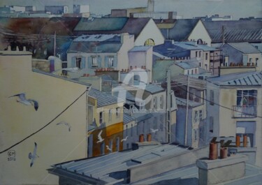 "Brest, rue de saint…" başlıklı Tablo Claude Marchalot tarafından, Orijinal sanat, Suluboya