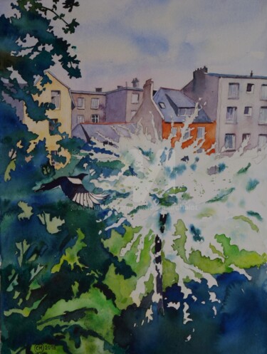 Painting titled "Brest, le jardin de…" by Claude Marchalot, Original Artwork, Watercolor