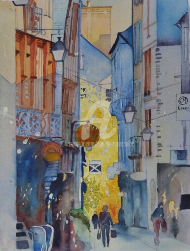 Peinture intitulée "Le vieux Rennes, ru…" par Claude Marchalot, Œuvre d'art originale, Aquarelle
