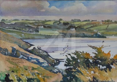 Painting titled "Baie de Douarnenez,…" by Claude Marchalot, Original Artwork, Watercolor