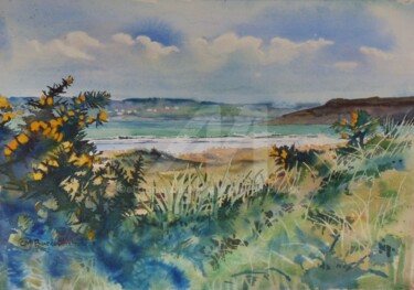 Painting titled "Baie de Douarnenez,…" by Claude Marchalot, Original Artwork, Watercolor Mounted on Other rigid panel