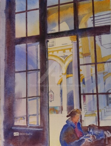 L'entrée de la chapelle Peinture intitulée "L'entrée de la chap…" par Claude Marchalot, Œuvre d'art originale, Aquarelle Monté sur Autre panneau rig…