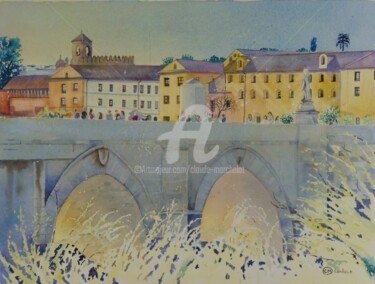 Peinture intitulée "Cordoue, le pont ro…" par Claude Marchalot, Œuvre d'art originale, Aquarelle Monté sur Autre panneau rig…
