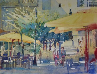 Malerei mit dem Titel "Calle Plocia" von Claude Marchalot, Original-Kunstwerk, Aquarell