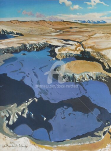 Peinture intitulée "Islande, les marmit…" par Claude Marchalot, Œuvre d'art originale, Huile