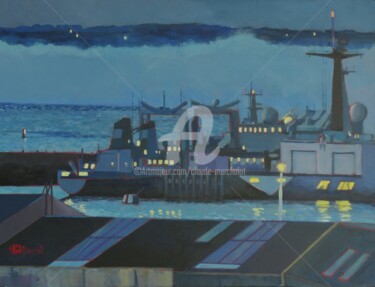 Painting titled "Acrylique, Port de…" by Claude Marchalot, Original Artwork, Acrylic Mounted on Other rigid panel