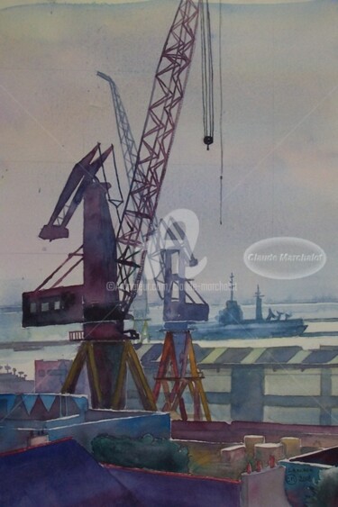 "Brest Recouvrance,…" başlıklı Tablo Claude Marchalot tarafından, Orijinal sanat, Petrol