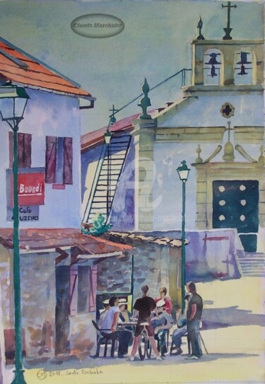 Pintura intitulada "La grande rue du vi…" por Claude Marchalot, Obras de arte originais, Óleo