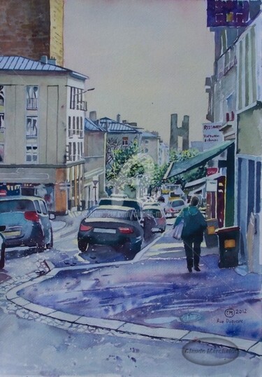 Peinture intitulée "La rue Duquesne à B…" par Claude Marchalot, Œuvre d'art originale, Aquarelle