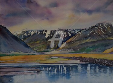 Peinture intitulée "Islande, vallée gla…" par Claude Marchalot, Œuvre d'art originale, Aquarelle