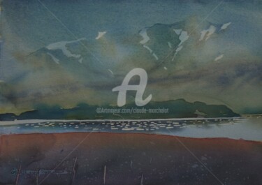 Peinture intitulée "La côte dans le cra…" par Claude Marchalot, Œuvre d'art originale, Aquarelle