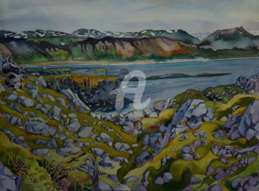 Peinture intitulée "La côte entre Helln…" par Claude Marchalot, Œuvre d'art originale, Aquarelle