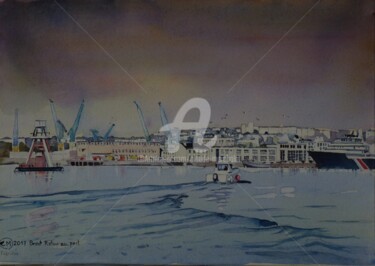 Peinture intitulée "Brest, le retour au…" par Claude Marchalot, Œuvre d'art originale, Aquarelle