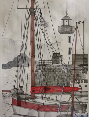 Рисунок под названием "au-port" - Claude Martine Jeannoel, Подлинное произведение искусства, Маркер