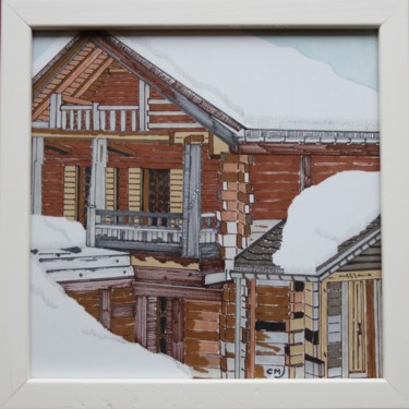 Dessin intitulée "img-7094.jpg Chalet" par Claude Martine Jeannoel, Œuvre d'art originale, Marqueur