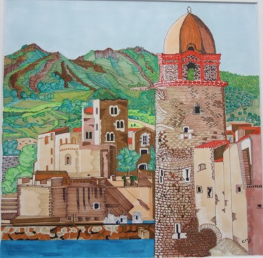 Drawing titled "collioure-img-7097.…" by Claude Martine Jeannoel, Original Artwork, Marker