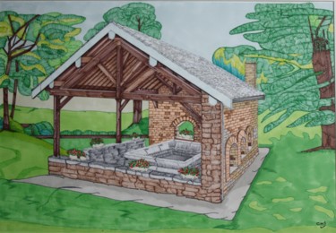 Drawing titled "saint-verand (71/Sa…" by Claude Martine Jeannoel, Original Artwork, Marker