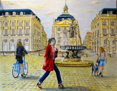 Peinture intitulée "ELLES scène urbaine…" par Claude Mornet, Œuvre d'art originale
