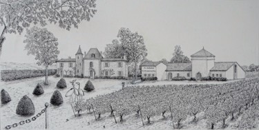 Dessin intitulée "Château ;Le Castelo…" par Claude Mornet, Œuvre d'art originale, Encre