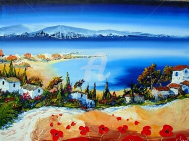 Peinture intitulée "bord de mer côtes d…" par Claude Mornet, Œuvre d'art originale