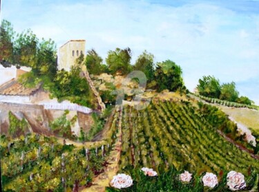 Peinture intitulée "vignes au pied de l…" par Claude Mornet, Œuvre d'art originale