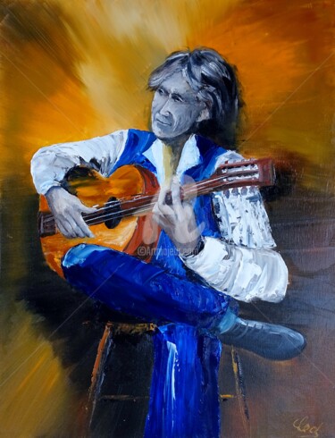 Peinture intitulée "guitariste-003.jpg" par Claude Mornet, Œuvre d'art originale