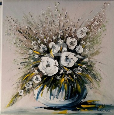 Peinture intitulée "bouquet-cotemporain…" par Claude Mornet, Œuvre d'art originale, Huile