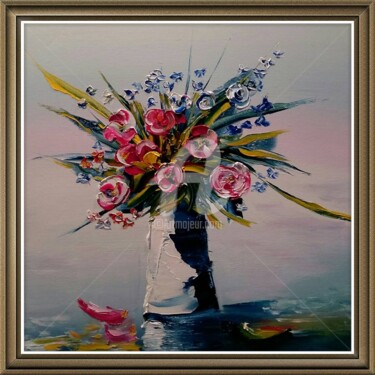 Peinture intitulée "bouquet-contemporai…" par Claude Mornet, Œuvre d'art originale, Huile