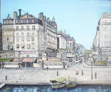 Peinture intitulée "Marseille, au début…" par Claude Mura, Œuvre d'art originale