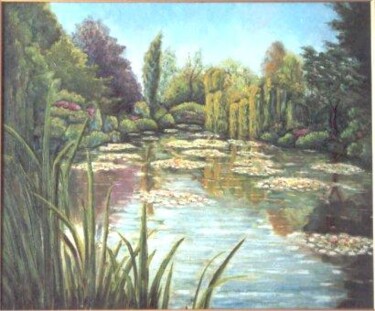 Peinture intitulée "Le jardin d’eau de…" par Claude Mura, Œuvre d'art originale