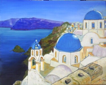 Peinture intitulée "Santorin" par Claude Mura, Œuvre d'art originale