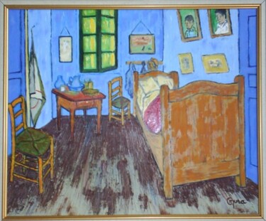 Peinture intitulée "La chambre de Vince…" par Claude Mura, Œuvre d'art originale
