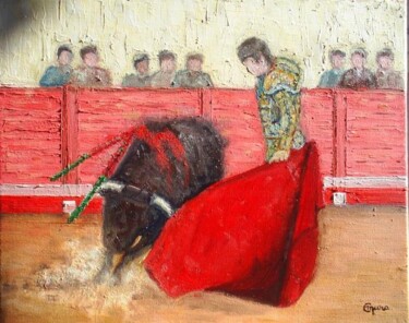 Peinture intitulée "La corrida" par Claude Mura, Œuvre d'art originale