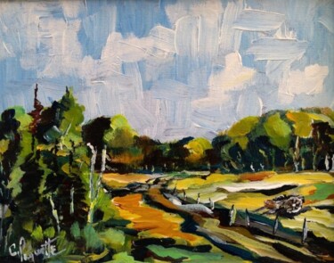 Peinture intitulée "La terre à bois" par Claude Paquette, Œuvre d'art originale