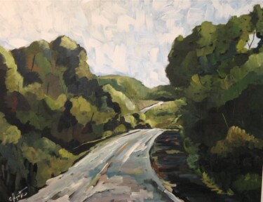 Pintura titulada "La longue route" por Claude Paquette, Obra de arte original