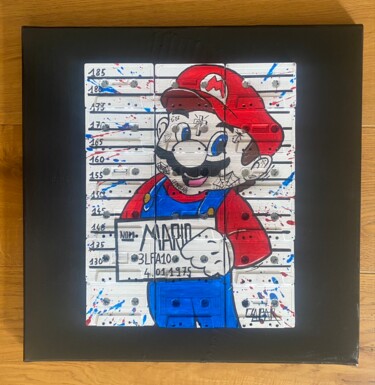 Painting titled "Mario sur cassettes…" by Claude Parmentelat, Original Artwork, Acrylic