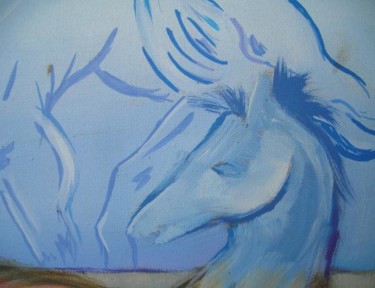 Peinture intitulée "détail cheval sup" par Claude Poisson, Œuvre d'art originale