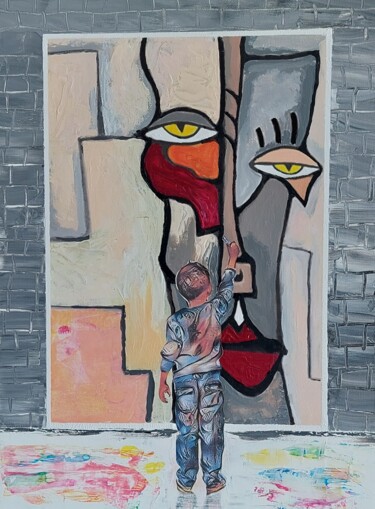 Картина под названием "LE PETIT PEINTRE" - Claude Ponzo, Подлинное произведение искусства, Акрил Установлен на Деревянная ра…