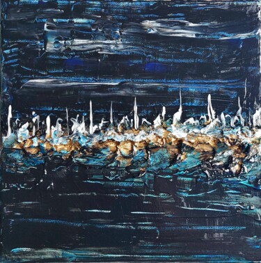 Painting titled "Voyage nocturne" by Claude Ponzo, Original Artwork, Acrylic