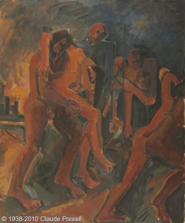 Peinture intitulée "208. Guerre" par Claude Pressé, Œuvre d'art originale, Huile