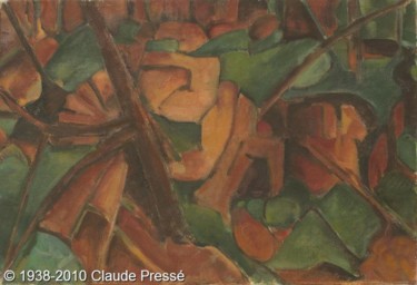 Peinture intitulée "76. Sous-bois" par Claude Pressé, Œuvre d'art originale, Huile