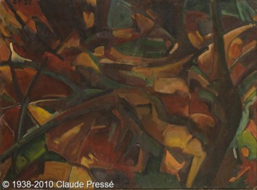 Peinture intitulée "66. Sous-bois" par Claude Pressé, Œuvre d'art originale, Huile