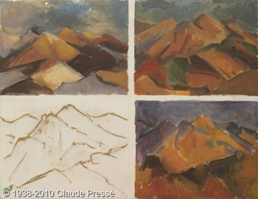 Peinture intitulée "63. Quatre études d…" par Claude Pressé, Œuvre d'art originale, Huile