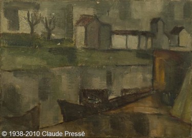 Peinture intitulée "59. Canal à Saint-D…" par Claude Pressé, Œuvre d'art originale, Huile
