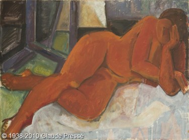 Peinture intitulée "22. Nu allongé" par Claude Pressé, Œuvre d'art originale, Huile