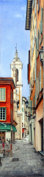 Картина под названием "Rue Sainte Réparate" - Claude Ruby, Подлинное произведение искусства, Масло