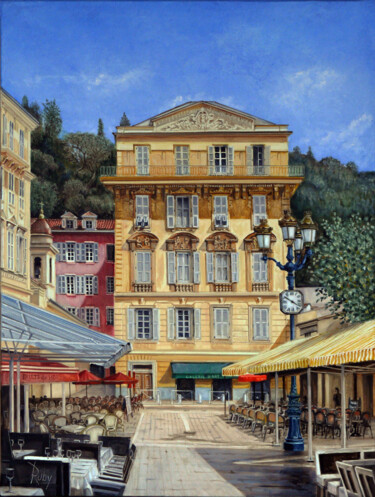 Painting titled "Cours Saleya à Nice" by Claude Ruby, Original Artwork, Oil