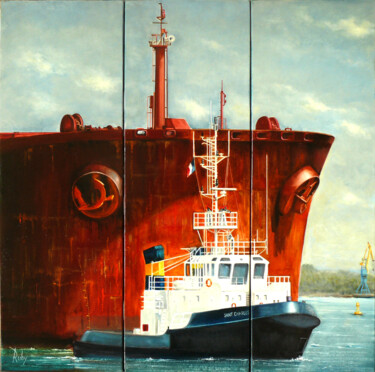 Malerei mit dem Titel "" L'Etrave "" von Claude Ruby, Original-Kunstwerk, Öl